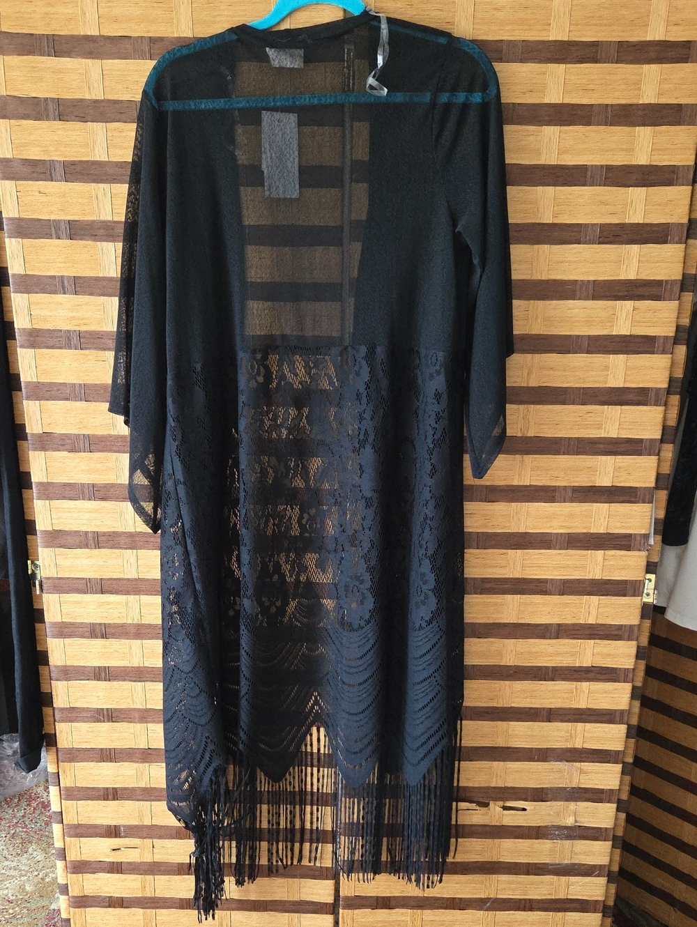 NWT! Black Lace Fringe Kimono Cover-Up Or Duster